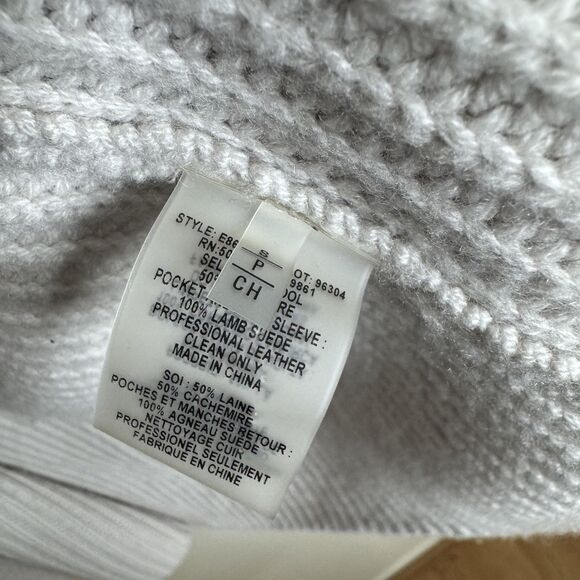 Elie Tahari Sweater Womens Small Gray Open Front Cardigan Wool Cashmere Ribbed - Picture 7 of 12